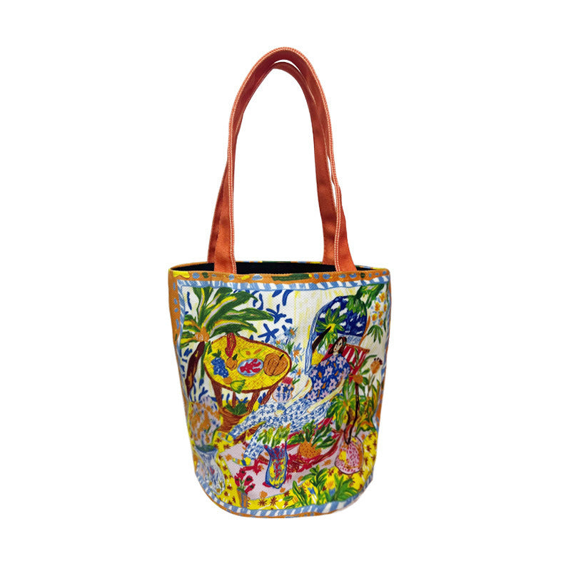 Thailand Special-interest Artistic Bucket Bag New Hand Bag Large Capacity