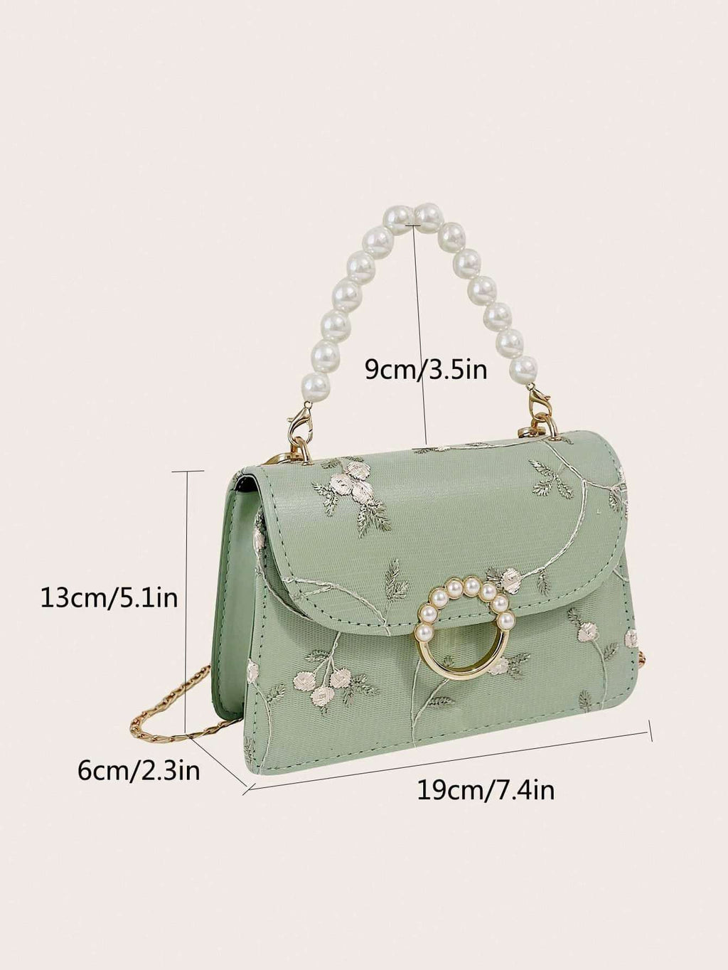 Simple And Fashionable Pearl Hand-Held Small Square Bag For Women, New Lace Chain Shoulder And Crossbody Small Square Bag