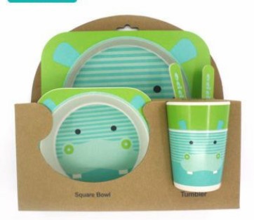 5PCS Children Tableware Set-Five-piece Natural Bamboo Fiber