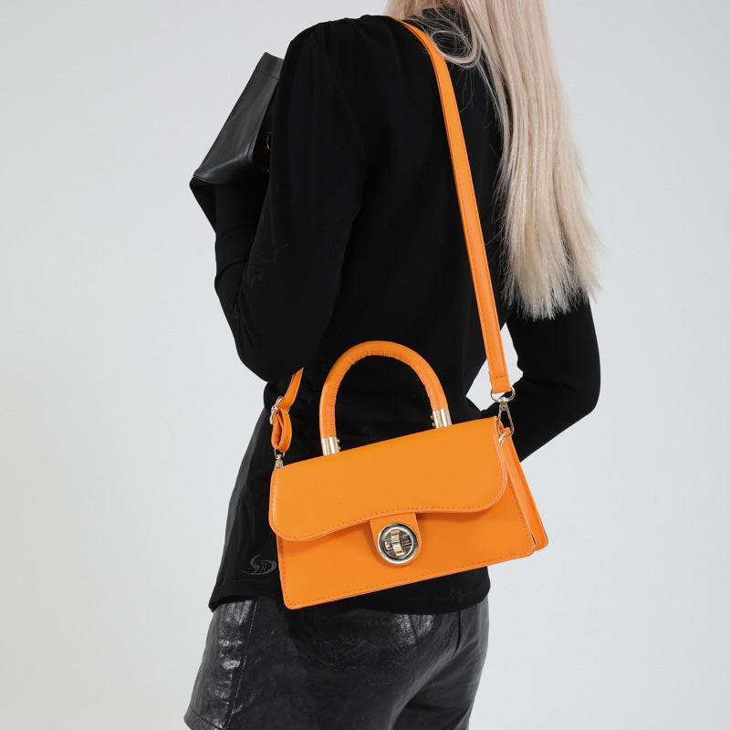 Luxury Solid-Colored Crossbody Bag With Lock Closure