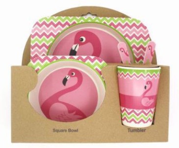 5PCS Children Tableware Set-Five-piece Natural Bamboo Fiber