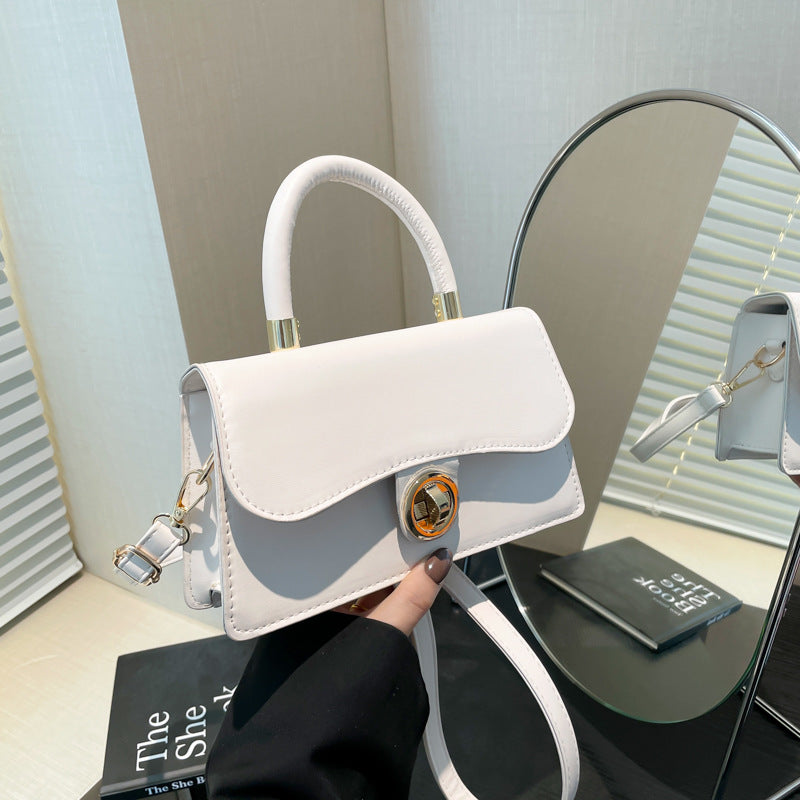 Luxury Solid-Colored Crossbody Bag With Lock Closure