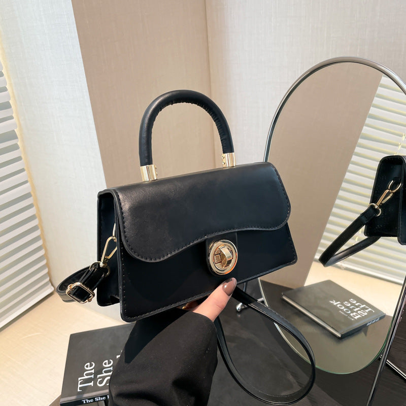 Luxury Solid-Colored Crossbody Bag With Lock Closure