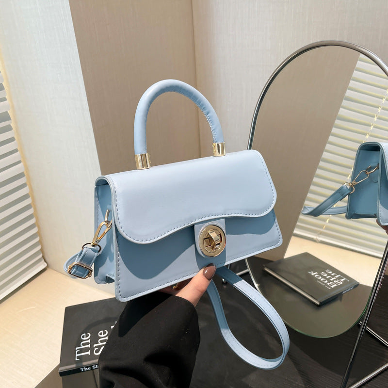 Luxury Solid-Colored Crossbody Bag With Lock Closure