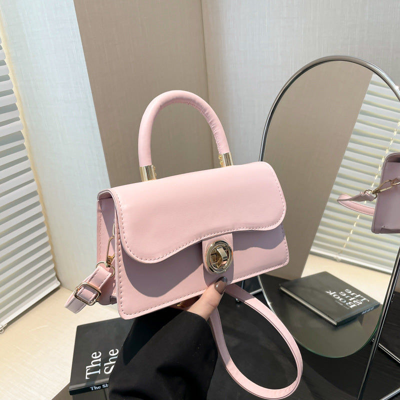 Luxury Solid-Colored Crossbody Bag With Lock Closure