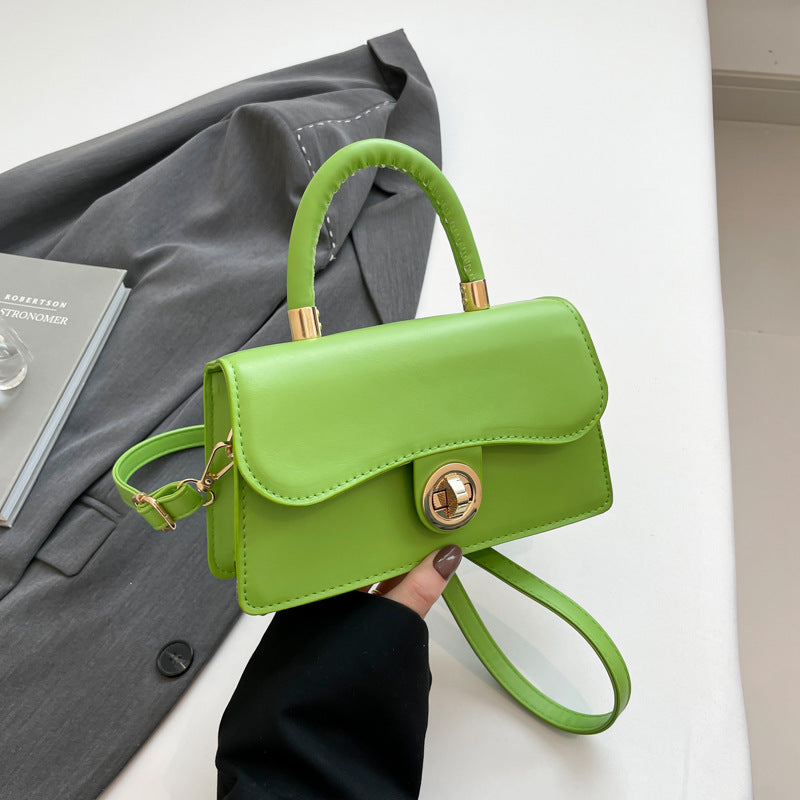 Luxury Solid-Colored Crossbody Bag With Lock Closure