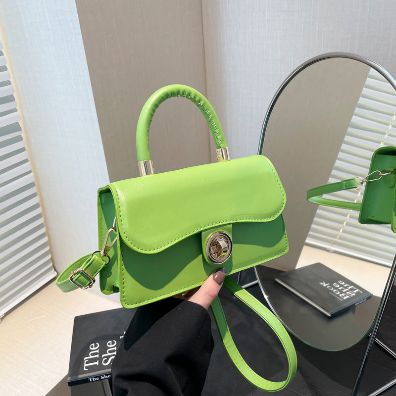 Luxury Solid-Colored Crossbody Bag With Lock Closure